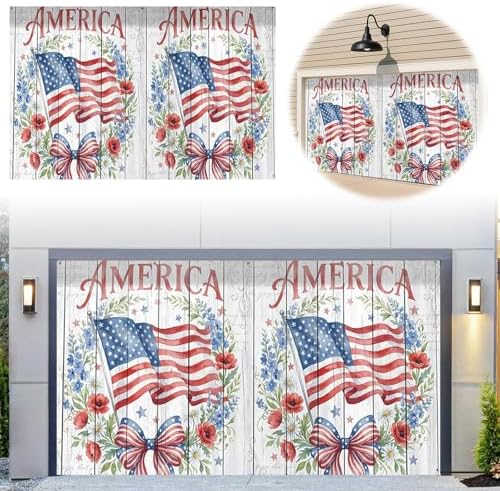 American 250th Birthday Garage Door Cover Decorations, 4th of July Photograph Backdrop America USA Banner 250th Anniversary Garage Door for Independence Day Patriotic Party Outdoor Decor Banners (C) - Image 4