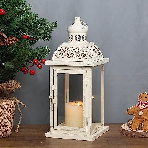 Lantern Decorative Indoor&Outdoor, 14.4'' Large Metal Candle Lanterns, Vintage Hanging Candle Holders Farmhouse Shelf Wedding Front Porch Patio Decor, Christmas Halloween Decorations for Home - Image 7