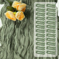 16 Pack Green Cheesecloth Table Runner, 120” Boho Gauze Fabric Runner Vintage Rustic Decor for Wedding Banquet Birthday Holiday Dining Table by Sintario