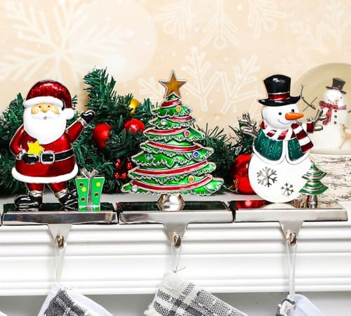 XIUSHE Stocking Holder Set of 6-Christmas Tree Stocking Hanger for Mantel-Metal Weighted Christmas Stocking Holder for Fireplace Mantle-Tropical Farmhouse Stocking Holder - Image 5