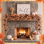 Wavwavw 2 Pack 9ft Fall Garland for Mantle Artificial Leaf Fireplace Decor - Image 3
