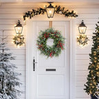 24 Inch Christmas Eucalyptus Red Berries Wreath for Front Door, Winter Green Eucalyptus Leaves Wreath with Pine Cone for Indoor Outdoor, Xmas Wreaths Home Decor - Image 5