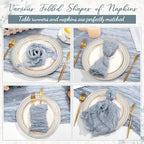 Pcs Cheesecloth Napkins and Table Runners Set, 10 ft Cheese Cloth Table Runners Boho Wedding Decor Rustic Wrinkled Gauze Napkins for Wedding Birthday Party Baby Shower(Gray Blue,26) - Image 4