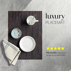 LEXMORE PlaceMats Set of 12 Vinyl/Plastic Woven Place Mats for Kitchen Table Indoor/Outdoor Washable PlaceMat Wipeable Dining Table Mats(Black/Brown) - Image 2