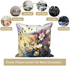 Wild Flower Throw Pillow Covers 24''x24'' Set of 4, Spring Blooming Floral Garden Pillowcases Colorful Printed Cushion Covers for Couch Sofa Home Bedroom Farmhouse Livingroom Patio Car - Image 7