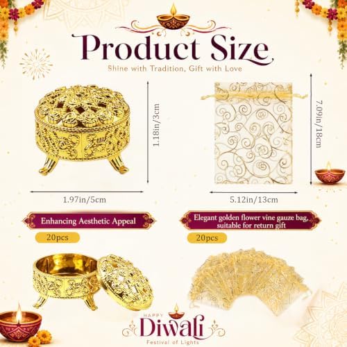 Yexiya 48 Pack Golden Indian Return Gift Boxes for Diwali Pooja, Elegant - Image 2