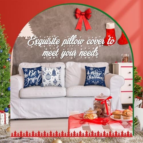 Newwiee 10 Pcs Christmas Throw Pillow Covers Blue Buffalo Plaid Xmas Decor - Image 4