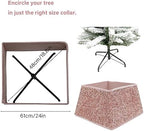 Christmas Tree Collars for Atificial Trees, 24 Inch Sparkling Sequins Christmas Skirt, Base Cover,Holiday Home Decor Ring(Rose Gold,Medium) - Image 6