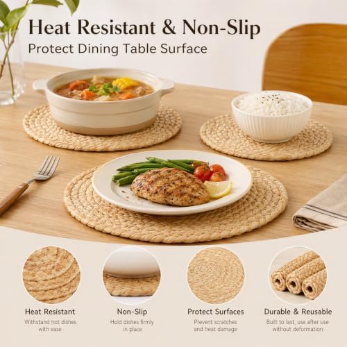 11.81" Round Woven Placemats Set of 50, Water Hyacinth Plate Chargers Bulk - Image 3