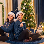 Skylety 48" Velvet Christmas Tree Skirt with Faux Fur Trim,Navy Blue - Image 3