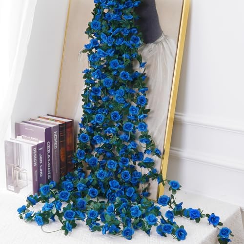 BLEUM CADE 12Pcs 16.4Ft Fake Flower Garland Artificial Rose Vines - Image 4