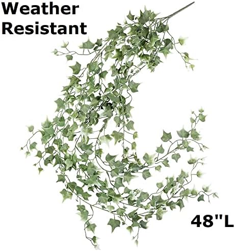 Factory Direct Craft Weather Resistant Variegated Hanging Needlepoint English Ivy Bush Fake Greenery Cascading Ivy for Indoor and Outdoor Arrangements - Image 2