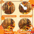 16X7Ft Fall Garage Door Cover Decorations, Autumn Farmhouse Forest Scenery Maple Leaves Pumpkins Harvest Thanksgiving Day Friendsgiving Party Outdoor Wall Patio Yard Decor Banner - Image 3