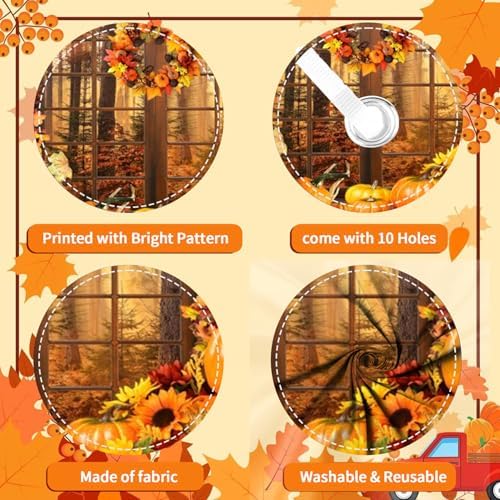 16X7Ft Fall Garage Door Cover Decorations, Autumn Farmhouse Forest Scenery Maple Leaves Pumpkins Harvest Thanksgiving Day Friendsgiving Party Outdoor Wall Patio Yard Decor Banner - Image 3