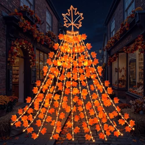 Huquary Fall Maple Leaves 10.7ft Waterfall String Lights LED by Huquary