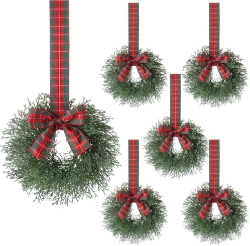 6 Pack 10 Inch Small Christmas Wreaths for Kitchen Cabinet by Wavyknot