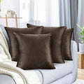 Nestl Throw Pillow Covers, Cozy Velvet Decorative Autumn Pillow Covers 22 x 22 Inches, Soft Solid Couch Pillow Covers for Sofa, Bed and Car, Set of 4 - Chocolate Brown by Nestl