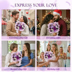 Flowers for Delivery Prime Preserved Flowers Bouquet with Vase That Last 3-5 Years Real Forever Flowers Purple Rose Bouquet for Mom Mother Women Wife Friends Birthday Mothers Day Gifts - Image 2