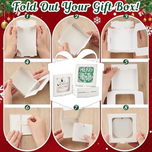 Dunzoom 50 Pcs Christmas Sublimation Ornament Blanks Box, White - Image 3