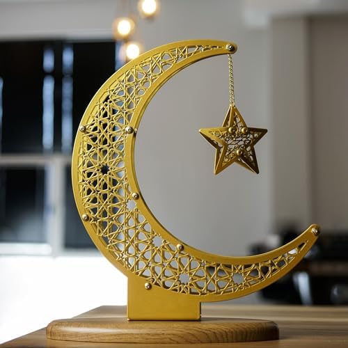 Metal Crescent Moon and Star Ramadan Table Stand, Ramadan Centerpiece, Housewarming Islamic Decorations for Home, Ramadan Decoration for Door, Eid Décorations - Image 4