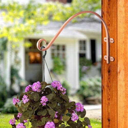 Monarch Abode Plant Hangers – Wall Mount Plant Hooks for Hanging Baskets, 14 Inch Metal Brushed Copper Fence Wall Plants Hanger for Outdoor Indoor, Flower Pot, Bird Feeder, Wind Chime Bracket, 2 Pack - Image 2