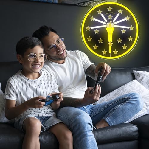 Indiana State Neon Sign, LED Light Art Gift for Boys Girls, 12.6 x 12.6 Inches, Dimmable USB Powered Acrylic - Image 4