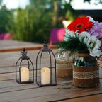Decorative Candle Lanterns Set of 2, Black Metal for Indoor & Outdoor - Image 5