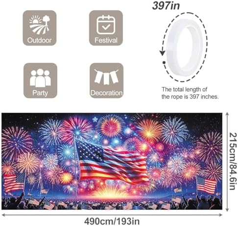 7x16FT Independence Day Garage Door Banner Eagle American Flag Garage Door Cover Decoration for Patriots Party (USA Flag, 7 * 16) - Image 4