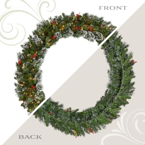 National Tree Company 60in Pre-Lit Flocked Wintry Pine Christmas Wreath - Image 4