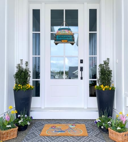Interchangeable Welcome Sign for Front Door Blue Farmhouse Truck Decor Hanging Sign with 11 Interchangeable Seasonal and Holiday Decor Signs 12x14 in. (Blue Farmhouse Truck) - Image 6