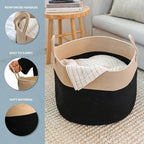 OrganiHaus Round Toy Basket & Blanket Basket, Cotton Rope 20x13" - Image 3