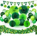 St Patricks Day Decorations, 62PCS Saint Patricks Day Decor Include Shamrock Clover Banner Paper Fan Paper Lantern Tissue Honeycomb Ball Balloons Tinsel Garland for Irish Party Supplies by Hoobalon