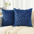 Pallene Fall Blue Faux Fur Throw Pillow Covers 24x24 Set of 2 by PALLENE