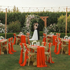 MDS Pack of 20 | Orange |14ft Chiffon Table Runner 29x170 Inches Long Romantic Rustic Sheer Gauze Runner for Wedding Bridal Shower Birthday Banquets Engagement Spring Easter Boho Decorations - Image 2