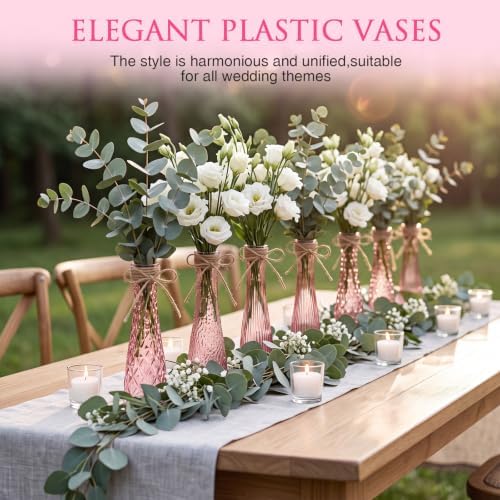 Set of 12 Pink Glass Bud Vases for Centerpiece, Assorted - Image 4