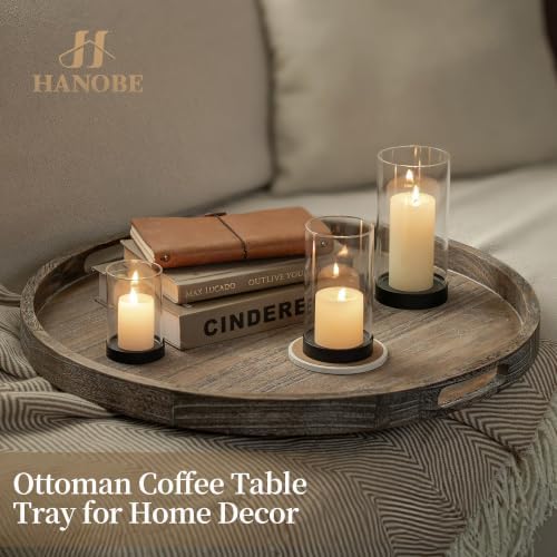 Hanobe Wood Decorative Ottoman Tray for Living Room with Handles, 22" - Image 5
