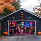 7x16ft Funny Halloween Garage Door Banner Decor, Skeleton Pooping on Toilet - Image 5