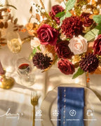 Ling's moment Red Burgundy Artificial Dahlias, Wedding Flowers, 25 pcs - Image 2