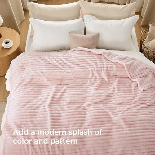 Bedsure Soft Cal Size Blanket for Bed Crystal Pink 102"x96" - Image 3