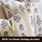 Amor Virisso Floral Throw Pillow Covers 24x24 Set of 2 Block Print Pillow Covers Neutral Floral Striped Farmhouse Decorative Pillow Covers for Sofa Couch Bed, Yellow - Image 3