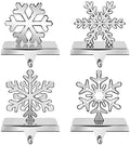 URATOT Pack of 4 Christmas Stocking Holders Snowflake Stocking Hangers Mantel Stocking Hooks for Christmas Decoration, Silver by URATOT