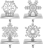 URATOT Pack of 4 Christmas Stocking Holders Snowflake Stocking Hangers Mantel Stocking Hooks for Christmas Decoration, Silver by URATOT