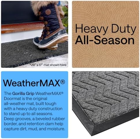GORILLA GRIP WeatherMAX Door Mat, Indoor Outdoor Use, 60x24, Silver Chevron - Image 4