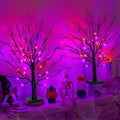 2 Pack 24 Inch Black Halloween Tree with 24 LED Orange Purple Lights, USB Battery Operated Halloween Table Decorations Tree Light with Timer, Scary Halloween Decorations Indoor for Home Party Decor by StzMamil