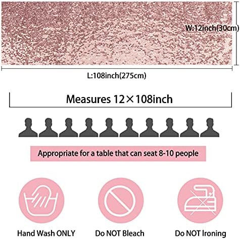 12 Packs Sequin Table Runner Rose Gold 12 X 108 Inch Glitter Dining Table Runner for Birthday Wedding Engagement Bridal Baby Shower Bachelorette Holiday Celebration Party Supplies Decorations - Image 3