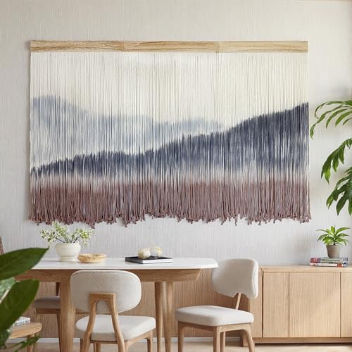 AKSWSHO Large Dip-Dye Macrame Wall Hanging Tapestry 59"x38" Boho Decor - Image 4