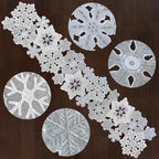 Grelucgo Machine Embroidered and Hand Cut Silver Grey and White Snowflakes Table Runner for Christmas Holiday (13.5 x 120 inches) - Image 2