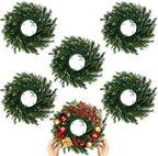 6 Pcs Christmas DIY Gree Wreath 10 Inch Green Artificial Wreaths DIY Faux Plain Wreaths Front Door Green Farmhouse Cabinets Wreath Indoor Outdoor Wall Decor(Willow Pine) by Gosodeny