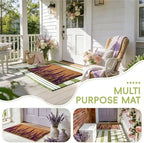2 PCS Lavender Floral Welcome Door Mat Set, 17"x30" Coir Doormat with Non-Slip Backing & Green White Striped Mat, Farmhouse Spring Doormat for Front Porch, Patio, Entryway Spring Home Decor - Image 6