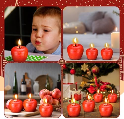 Tondiamo 24pcs Rosh Hashanah Apple Candle Jewish New Year,Red - Image 6